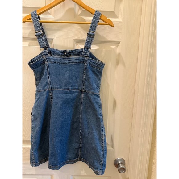 H&M Divided Stretch Denim Button-Front Overall Dress With Pockets US Size 6 - Picture 2 of 6